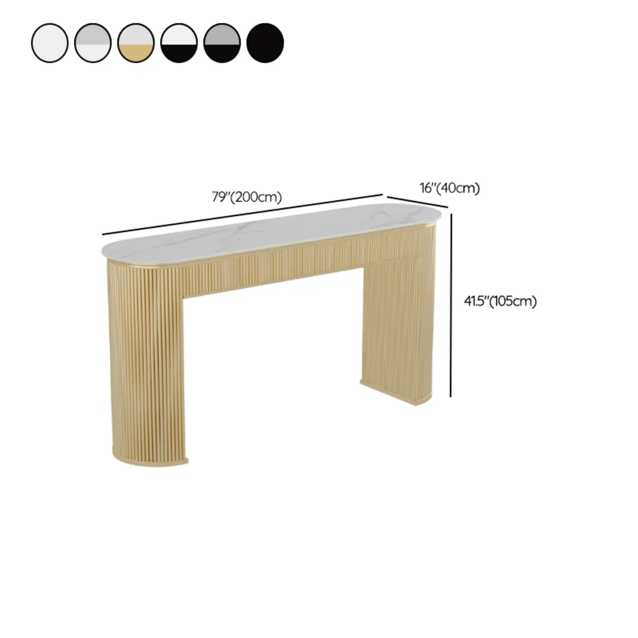 Modern White Stone Oblong Ribbed Iron Dual-Base Bar Tables