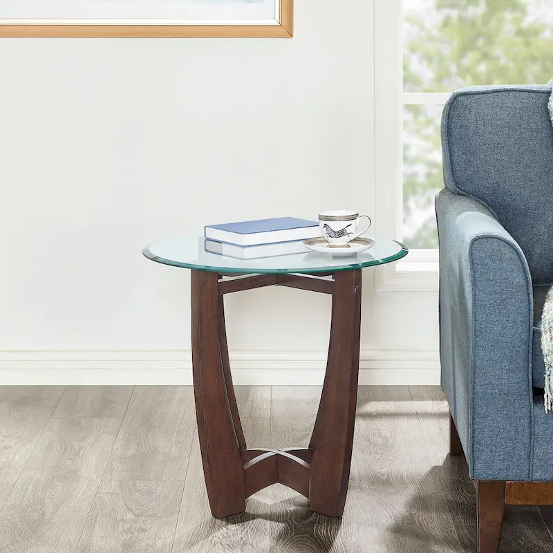 23.5 inch round glass coffee table