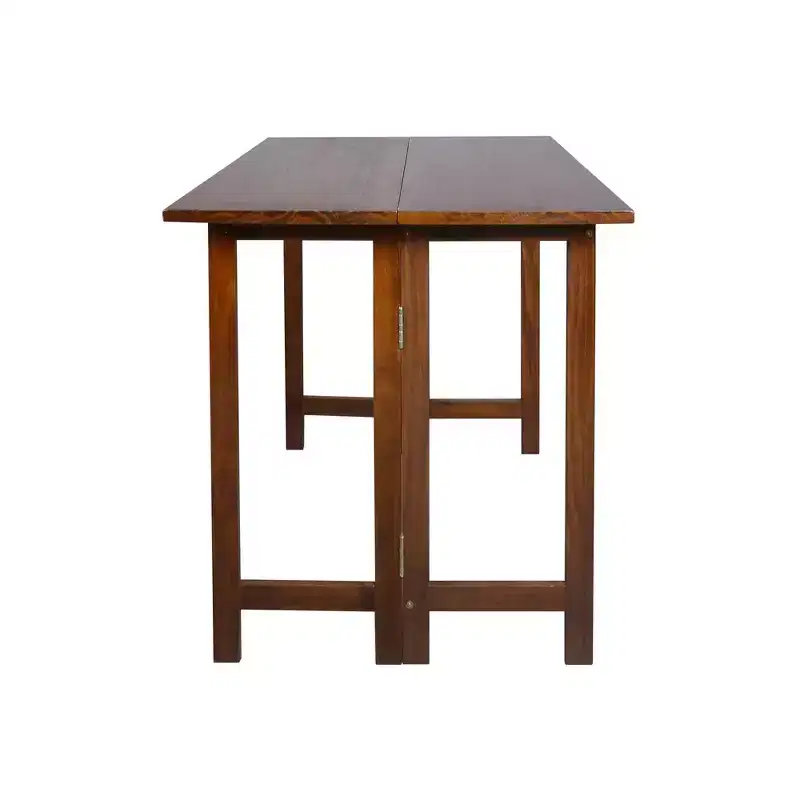 Solid Wood Folding Convertible Console and Dining Table Warm Brown - Flora Home