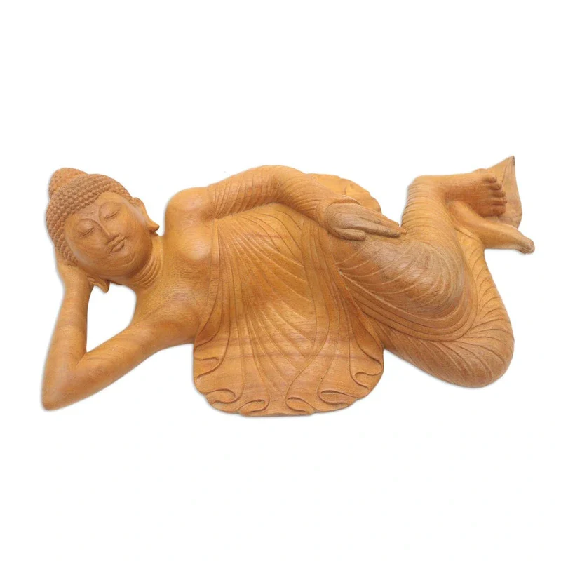 Novica Handmade Buddha At Peace Wood Sculpture