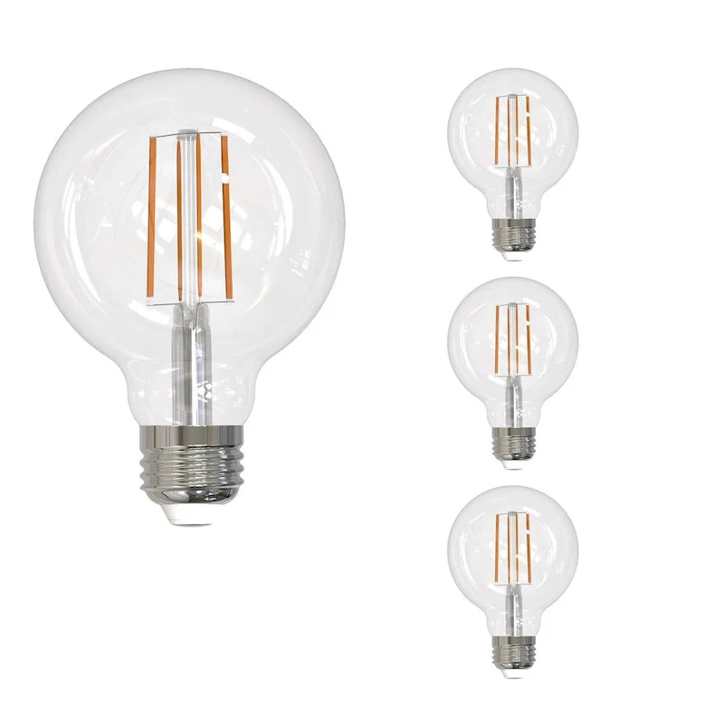 Bulbrite LED Filament Pack of (4) 13 Watt Dimmable G25 Light Bulbs with a Clear Finish and Medium (E26) Base - Soft White Light
