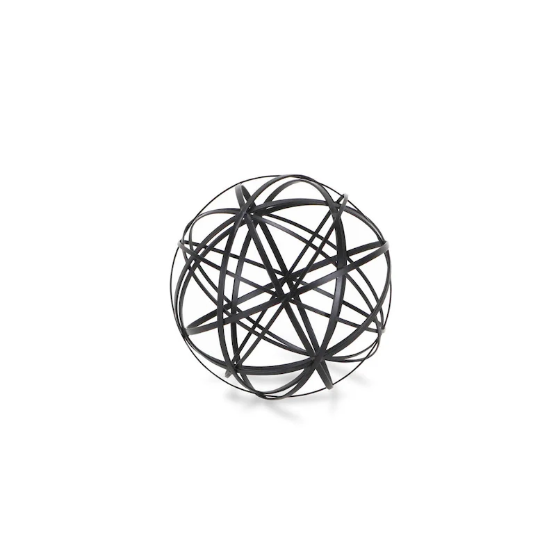 HomeRoots 6  Black Murano Glass Hand Painted Tabletop Sculpture - 6.25' X '6.25' X '6.25