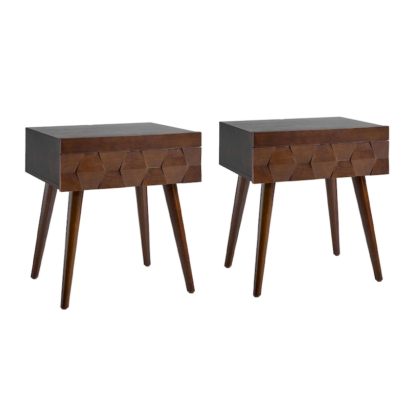 Julian Mid-century Modern End Table with Charging Station Set of 2 by HULALA HOME