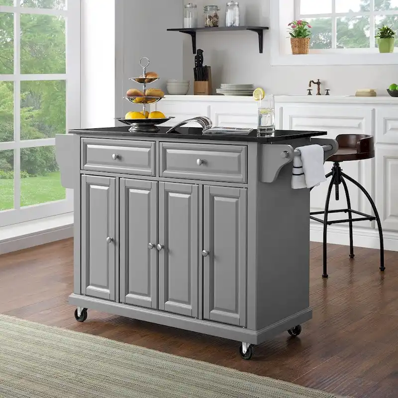 Crosley Solid Black Granite Top Kitchen Island - 51.5 W x 18 D x 34 H