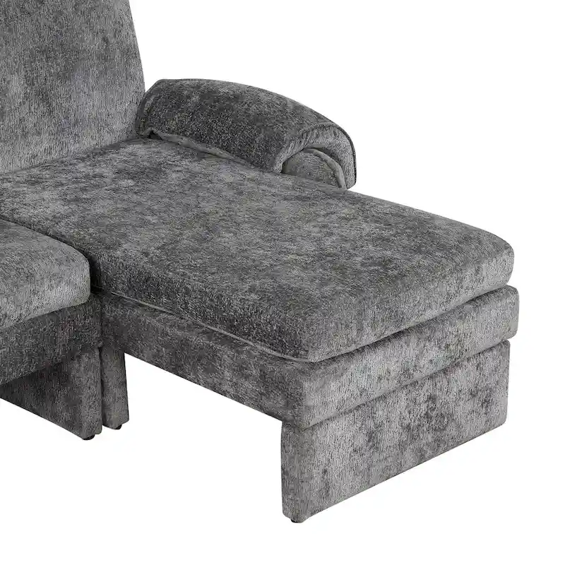 94.1 Chenille L-Shaped Futon Sofa with Adjustable Backrest & Reversible Chaise