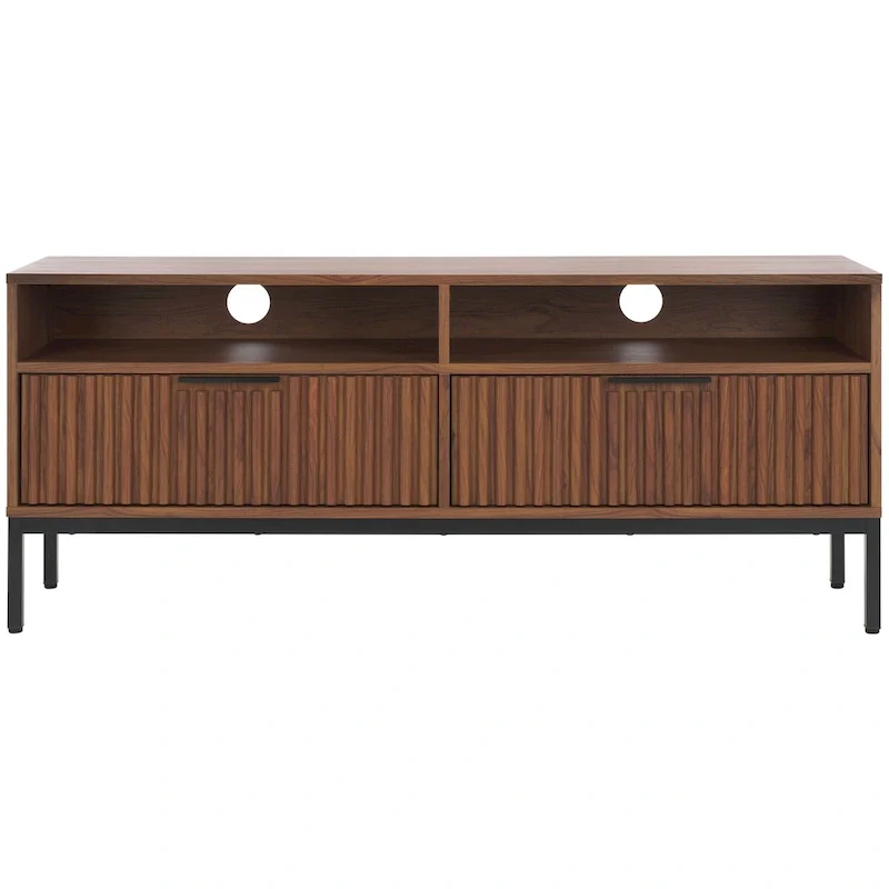 SAFAVIEH Alyse 2-Drawer 2-Shelf Entertainment Media Stand (Fits Up To 65  Flatscreen TV) - 60.4 In. x 15.6 In. x 24.8 In.