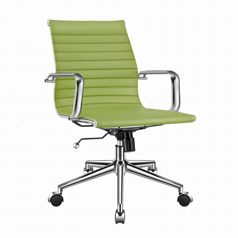 Black Ribbed Swivel Office Chair with Tilt Function