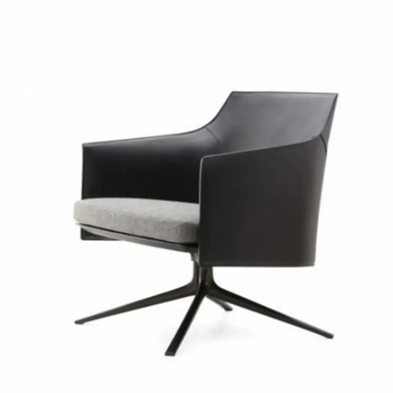 Modern Leather Flared Arm Armchair - Light Brown