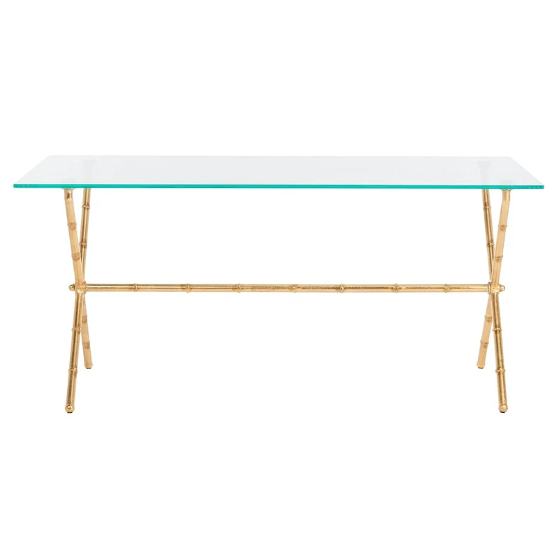 SAFAVIEH Treasures Jocelyn Bronze-Ish Silver/ Glass Top Accent Table - 37.4 x 19.7 x 17