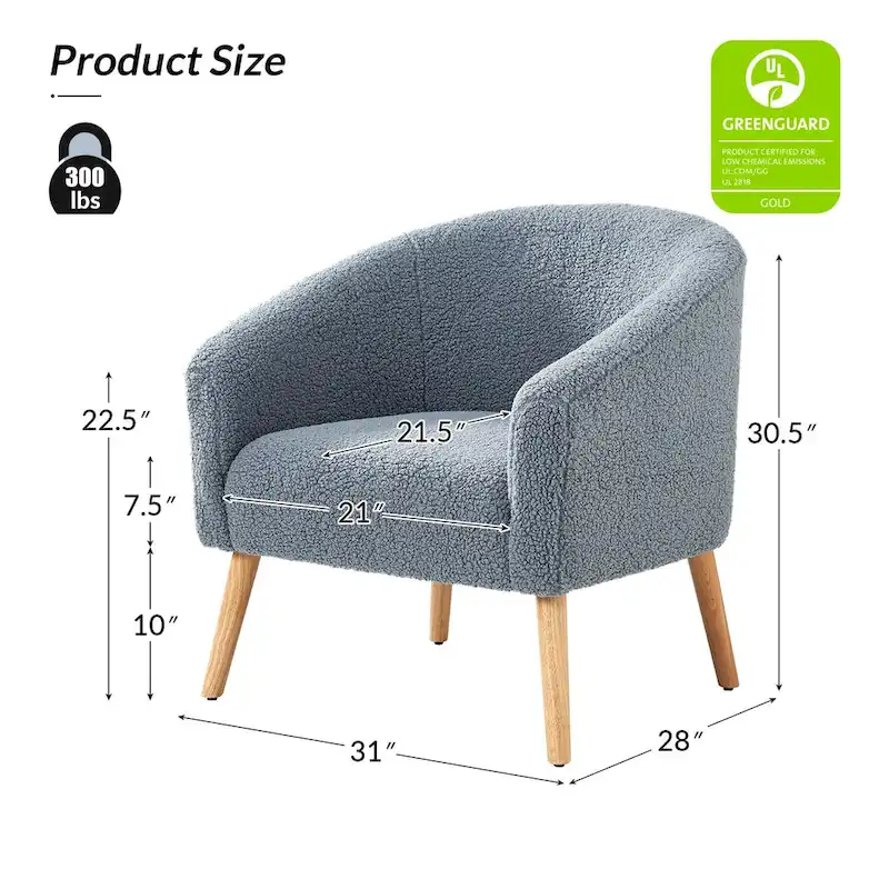 Modern Boucle Armchair with Solid Wood Legs, Set of 2