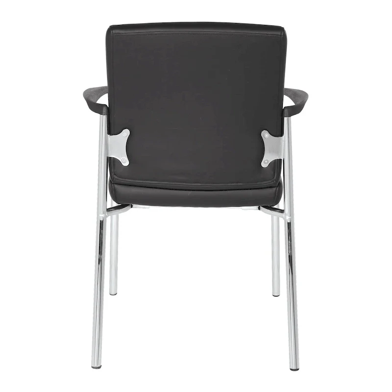 Faux Leather Guest Chair with Chrome Frame – Black / White / Charcoal, Single Seat