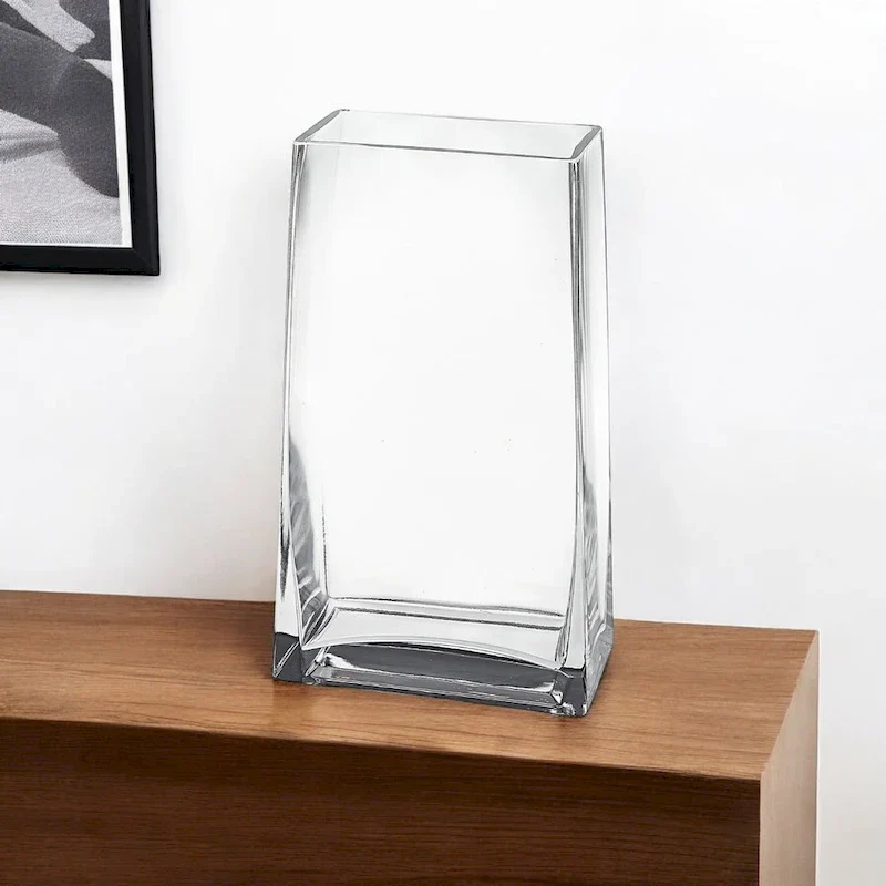 HomeRoots 10  Clear Crystal Glass Rectangular Table Vase