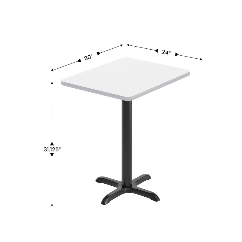 24 x 30 Rectangular Laminate Table Top with 22 x 22 Table Height Base - 24W x 30D x 31.125H