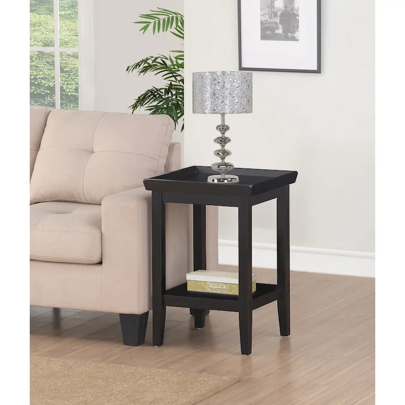 Black / Espresso / White / Cherry / Mahogany, 3-Tier End Table with Raised Tray Top, 1-Person Assembly