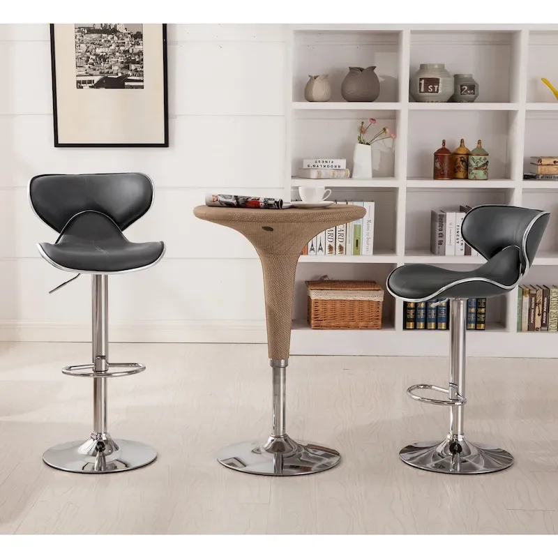 Roundhill Furniture Masaccio Leatherette Airlift Adjustable Swivel Barstool (Set of 2)