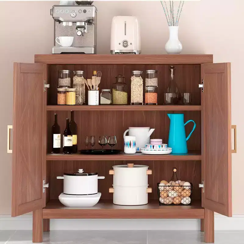 Acekool Sideboard Buffet Cabinet with Adjustable Shelves, 2-Door Farmhouse Console Table for Kitchen, Coffee Bar, Dining Room, 35.5H x 30L x 14W