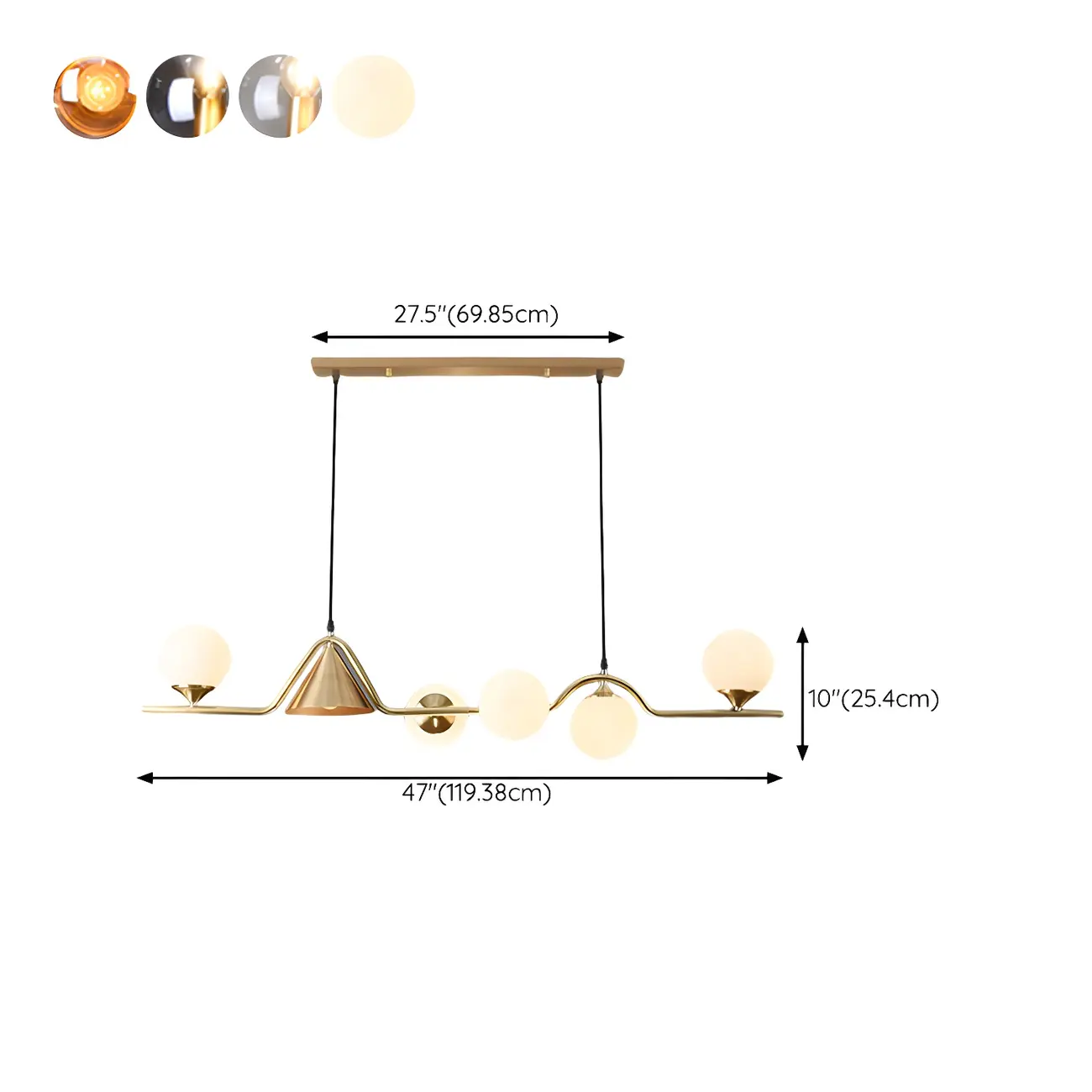 Kitchen Modern Gold Glass Globe Island Chandelier