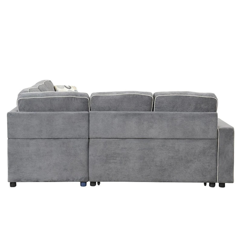 L-Shaped Reversible Chaise Sectional Sofa Pull Out Sofa Bed