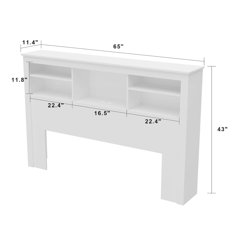 65 W Timechee Wooden Bookcase Headboard With Light