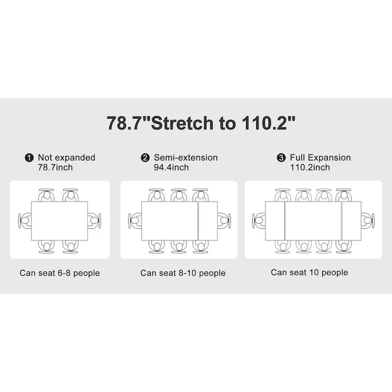 Extendable Sintered Stone Dining Table - 78-110 Inch