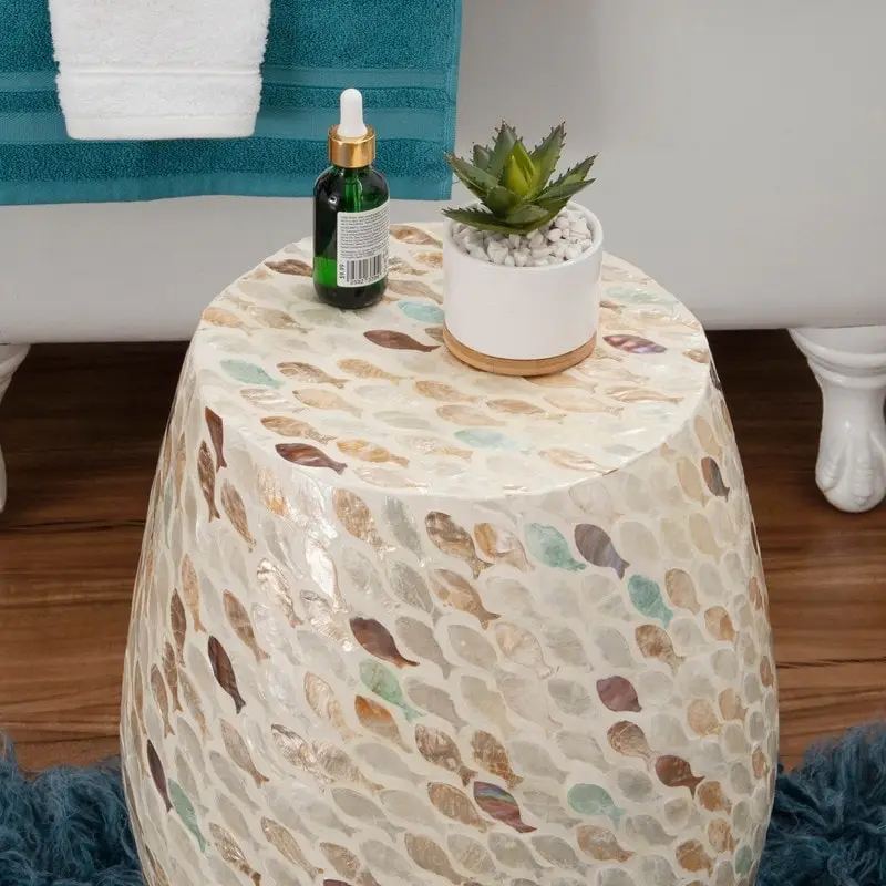 Pendale Fish Mosaic Drum Side Table