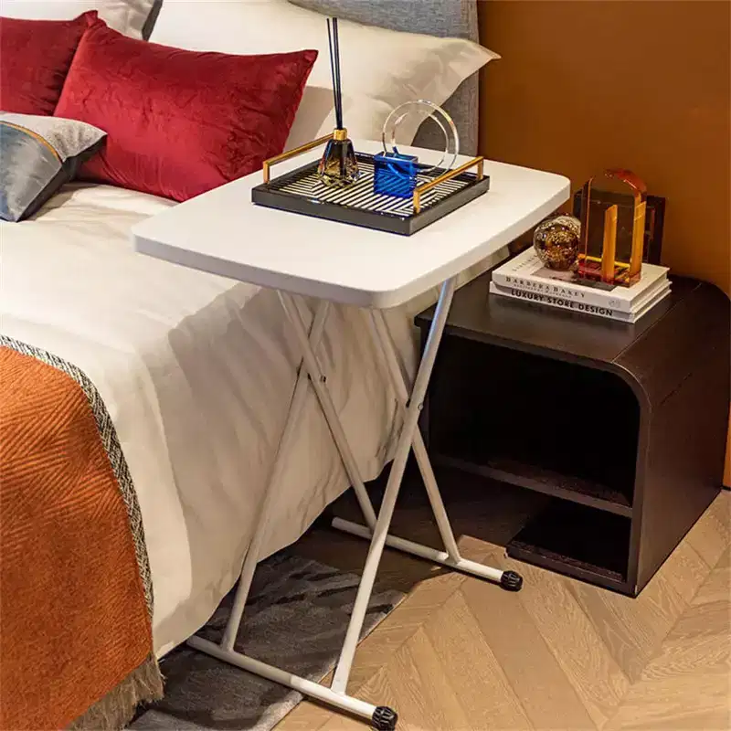 Folding Table, Plastic Personal Foldable Tables, Adjustable Rectangular Dining Table, Simple Bedside Square Table, for Party, 76 * 50Cm