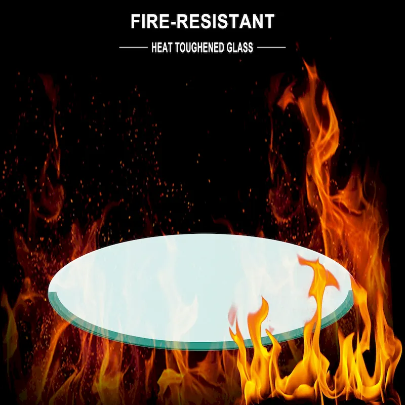 Round Tempered Glass Table Top Clear Glass Thick Beveled Polished Edge