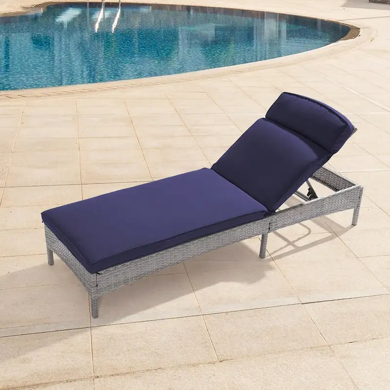 LIVOOSUN Patio Chair Rattan Single Lounge Water-Repellent Cushion