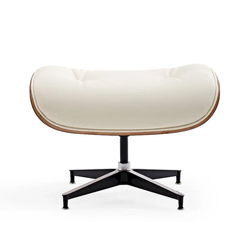 Mid-century Modern Lounger Real Leather Arm Chair and Ottoman Set