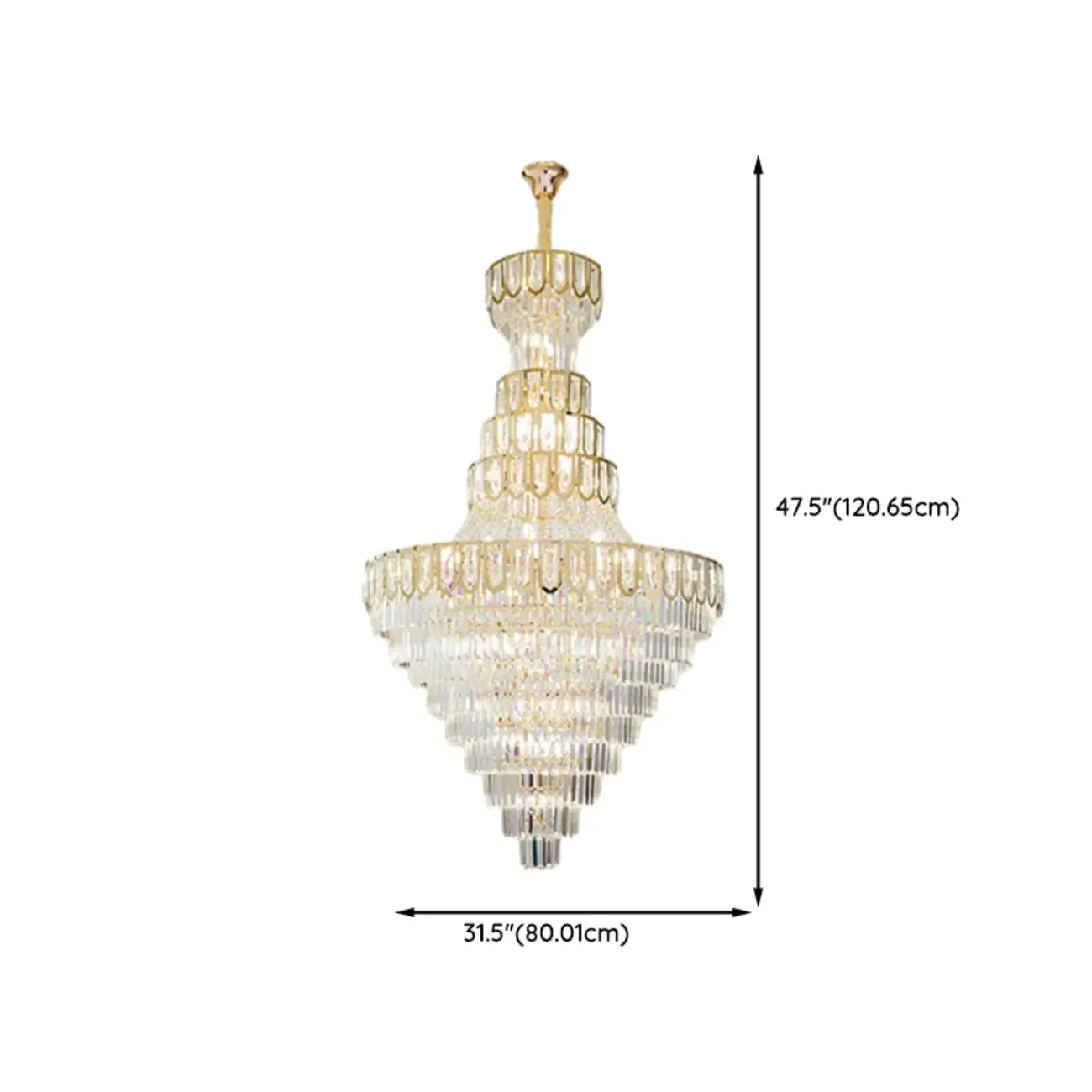 Luxury Adjustable Gold Tiered Crystal High Ceiling Chandelier