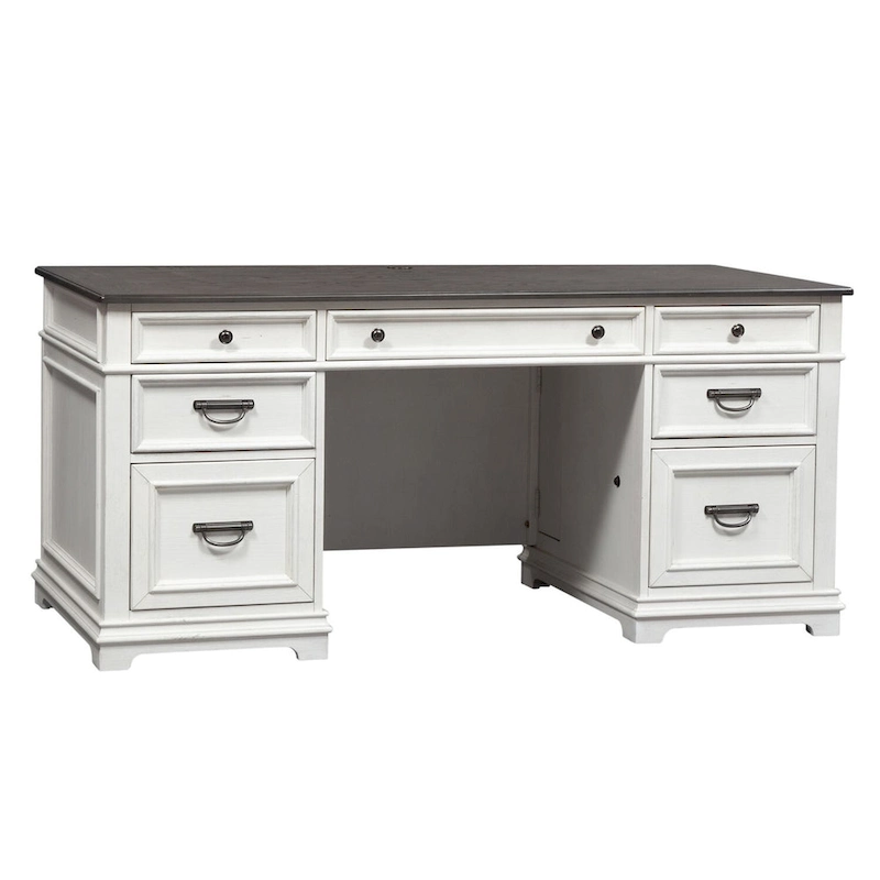 Allyson Park Wirebrushed White Charcoal Desk