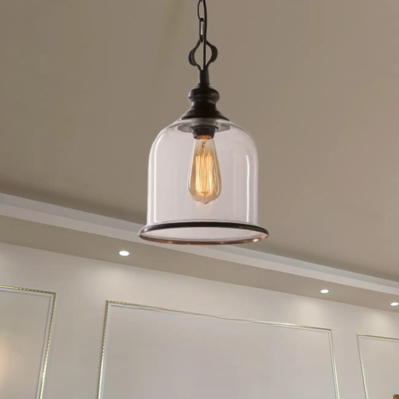 Mini Clear Bell Glass Shade Kitchen Pendant Light