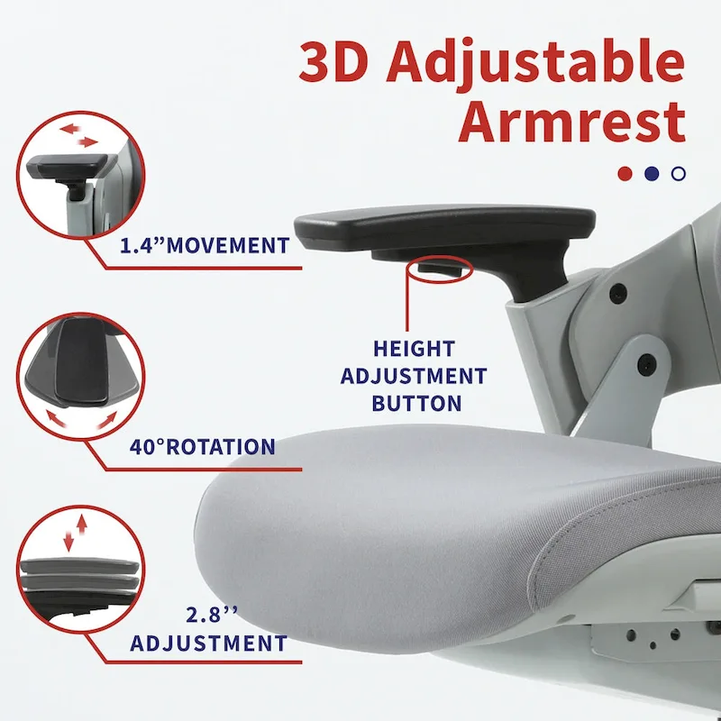 Hudson Modern Grey ANSI-BIFMA Certified Fabric Height Adjustable Office Desk Chair