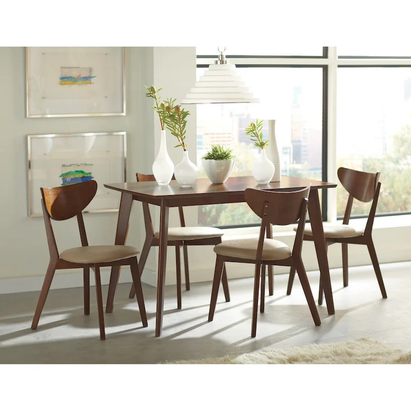 Markus Tan and Chestnut Open Back Dining Chairs (Set of 4)