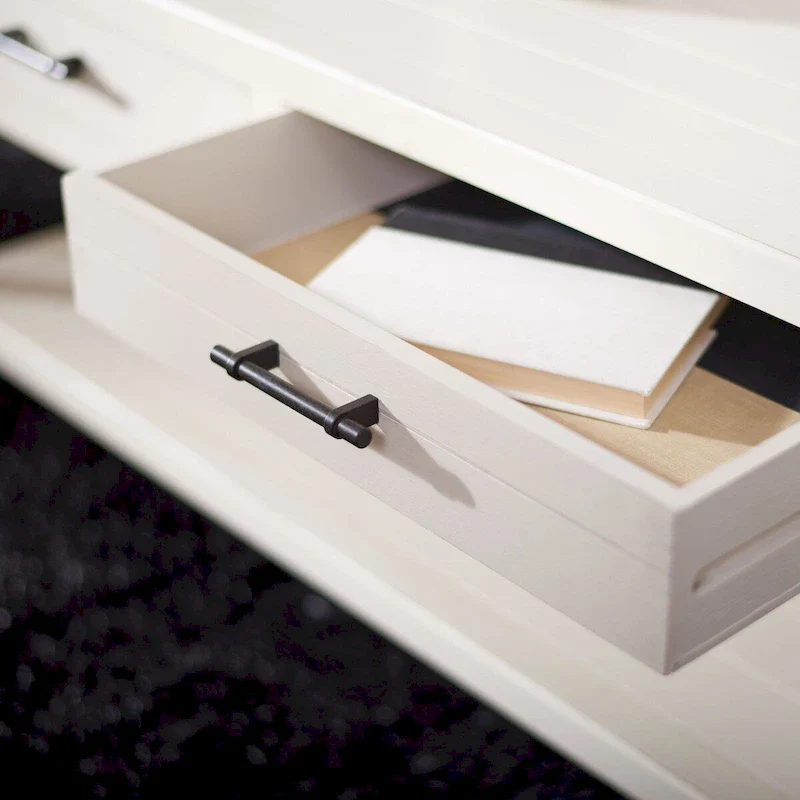 2-Drawer Bottom Shelf Coffee Table – Distressed White / White Washed Grey / Black / Brown