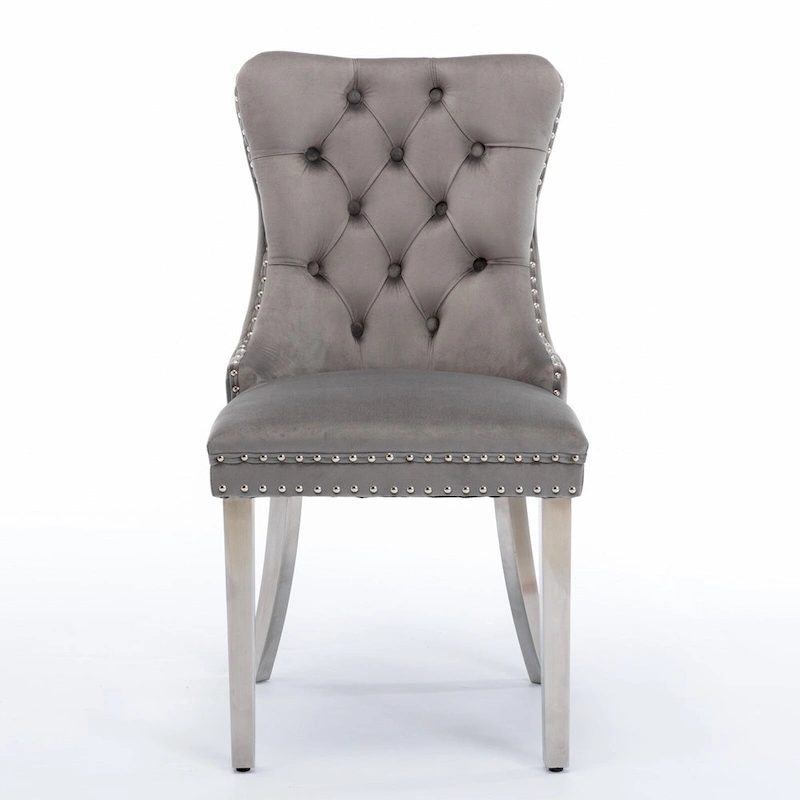 Velvet Upholstered Dining Chair with Chrome Stainless Steel Plating Legs