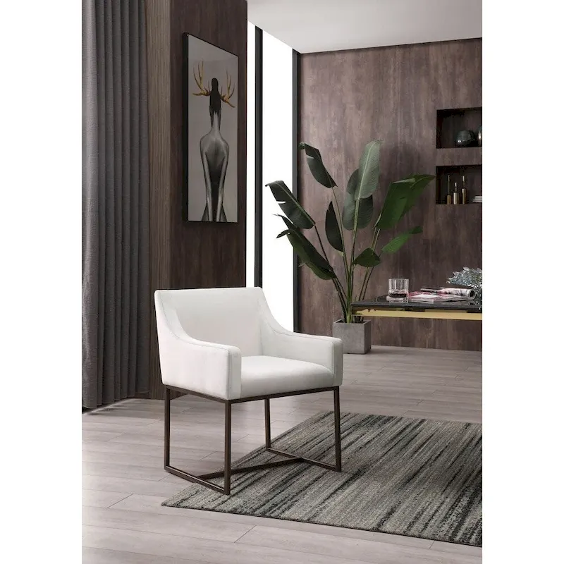 Modern Beige and Antique Brass Dining Chair