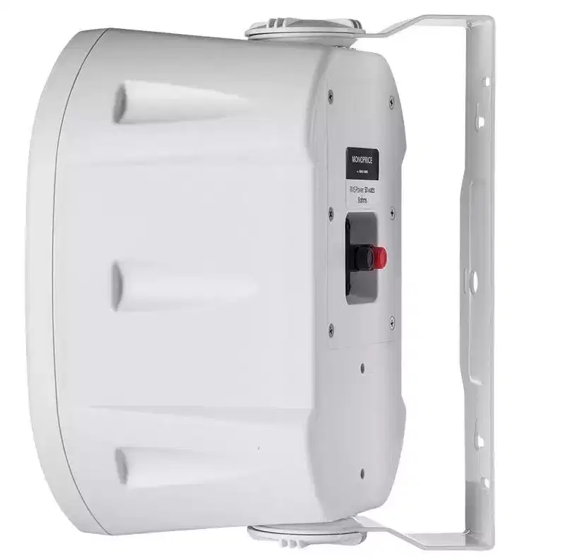Monoprice 6.5in Weatherproof 2-Way Speakers with Wall Mount Bracket (Pair White)