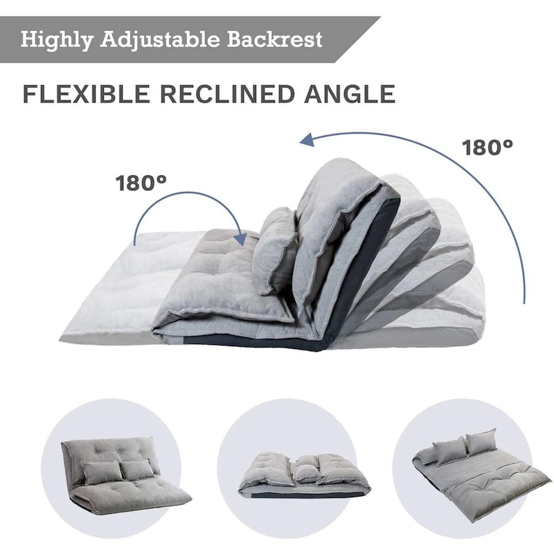 Modern Adjustable Ergonomic Fabric-Covered Sofa Bed Chair with Metal Frame