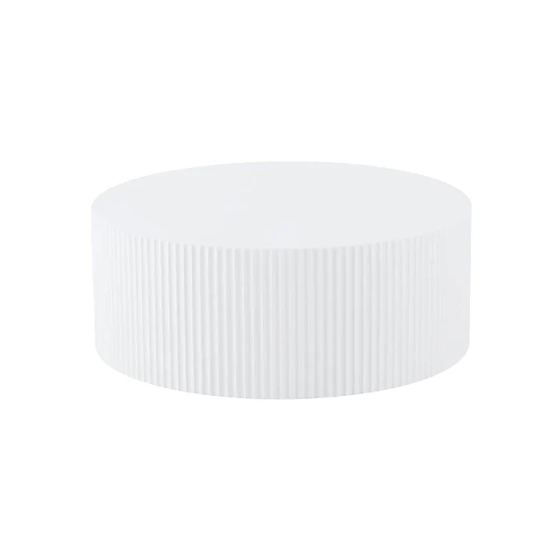 35.43 Wood Round Coffee Table with Handcrafted Relief