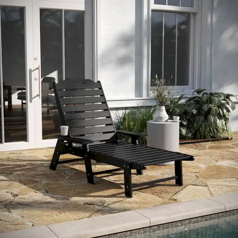 Outdoor Adjustable Lounge Chair with Cupholder