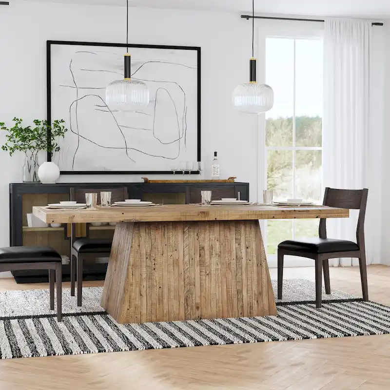 Natural Brown Plinth-Base Dining Table, Seats 6–8