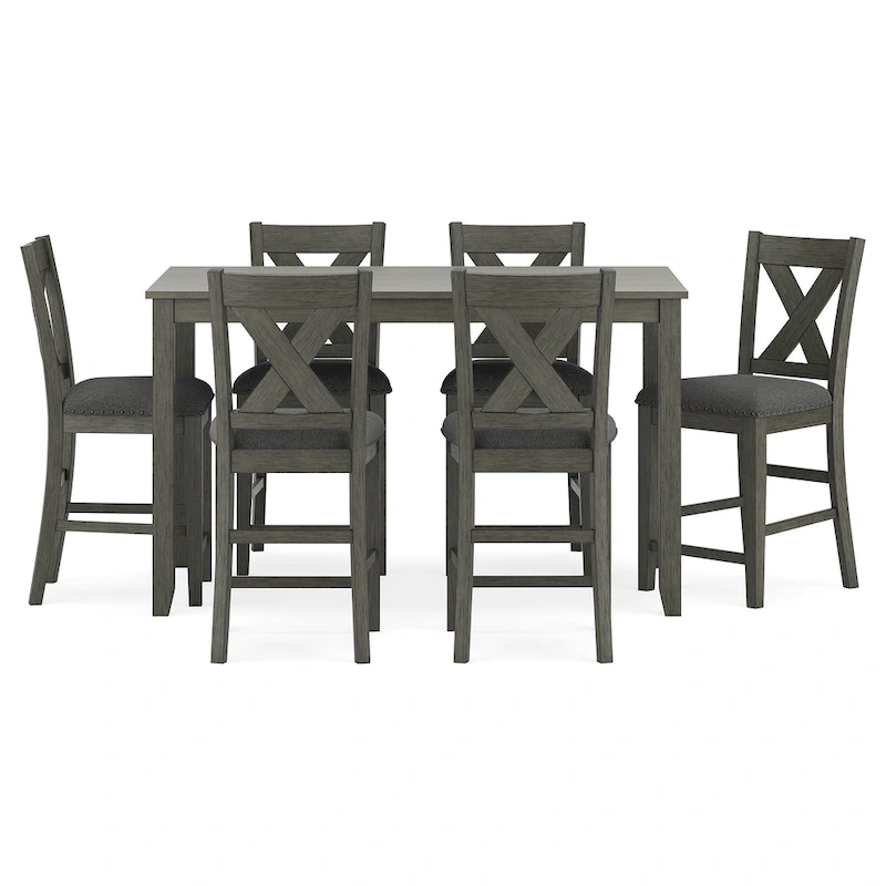Signature Design by Ashley Caitbrook Gray Counter Height Dining Table and Bar Stools (Set of 7)