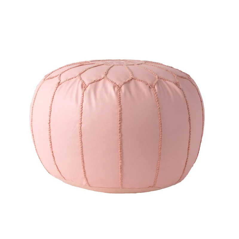Classic Moroccan Faux Leather Ottoman Pouf – Lightweight, Multiple Colors