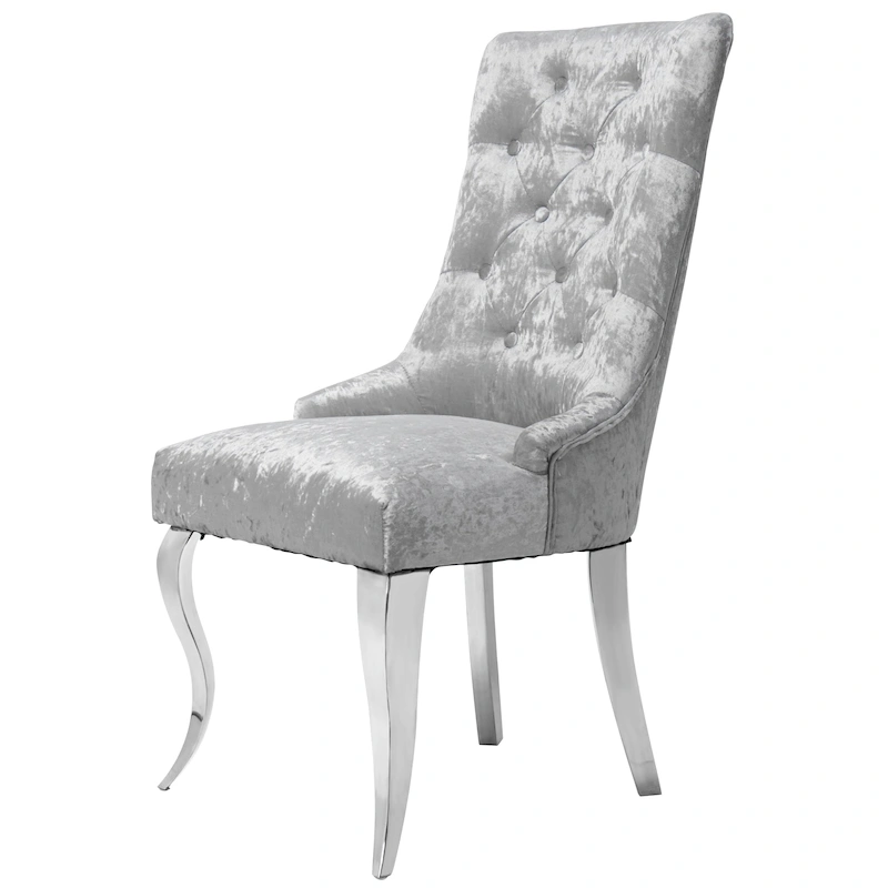 Ice Velvet Button Tufted Dining Chair High Wingback