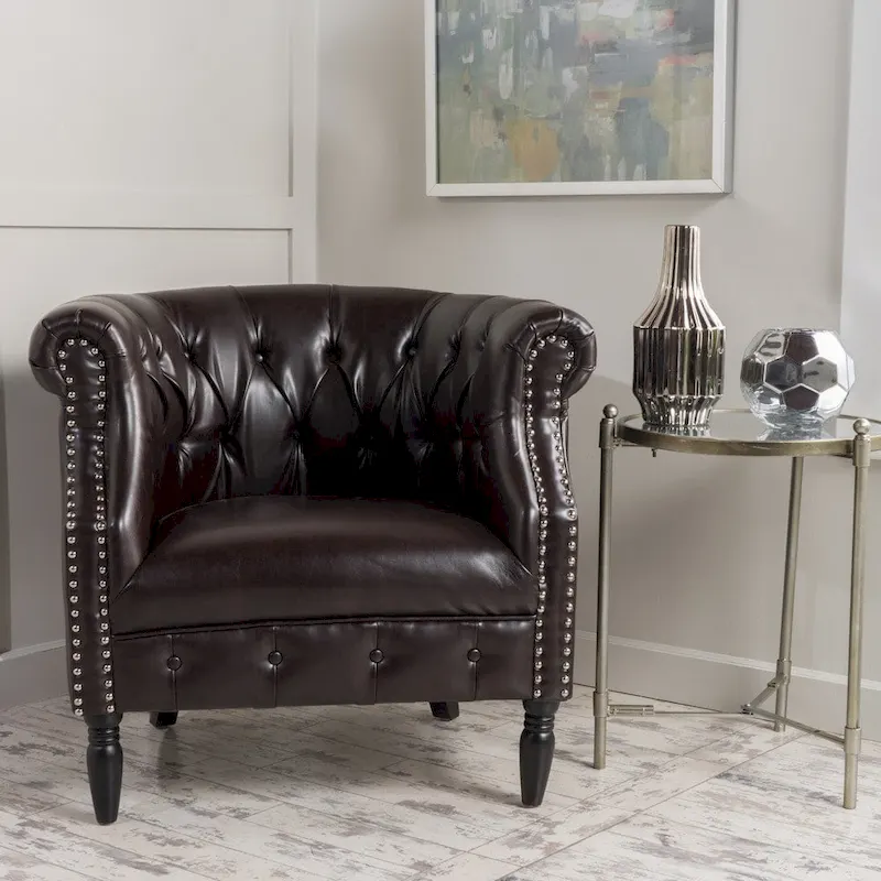 Akira Tufted Bonded Leather Club Chair by