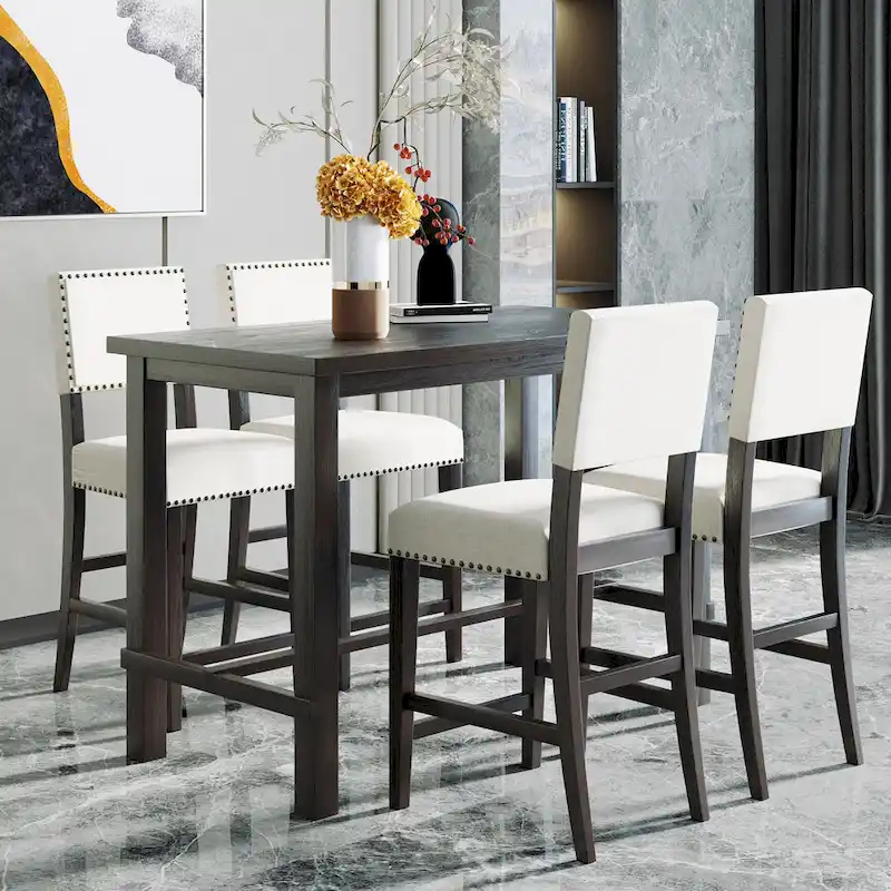 5-Piece Counter Height Dining Set with Table and 4 Chairs