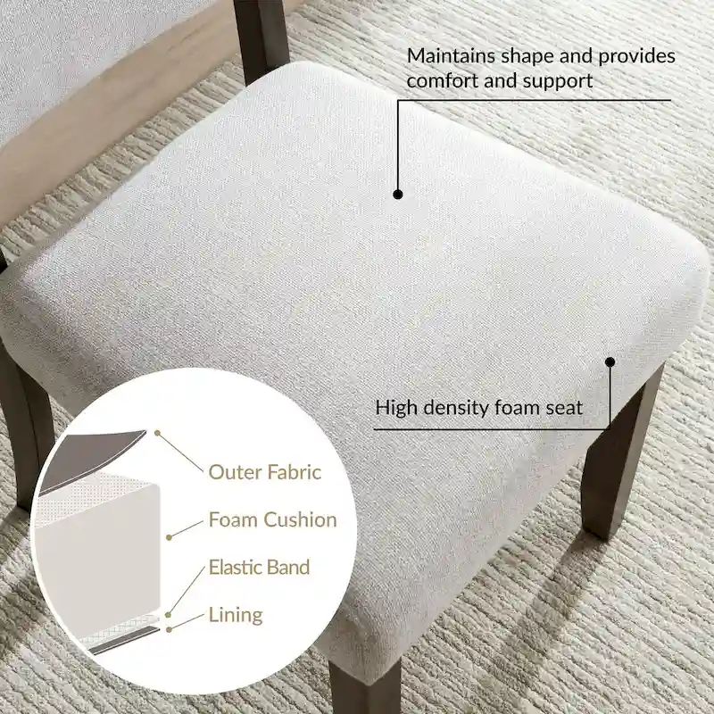 Upholstered Back Dining Chair with Wood Base Set of 2