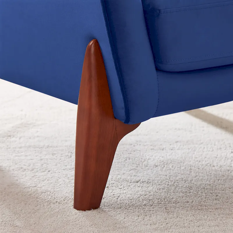 Mid-Century Modern Upholstered Accent Armchair with Rubber Wood Legs