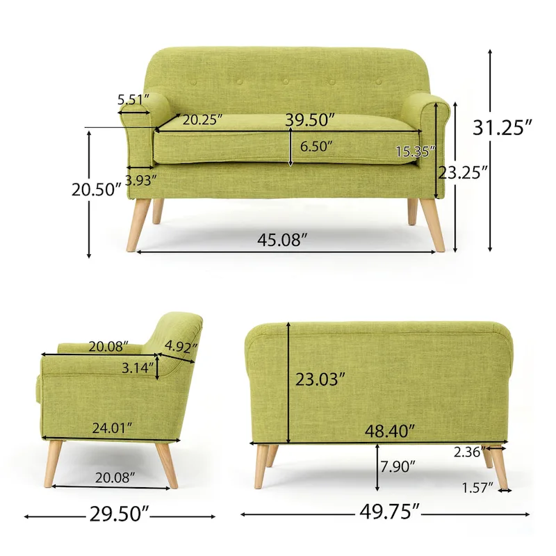 Mariah Mid-Century Fabric Loveseat by Christopher Knight Home